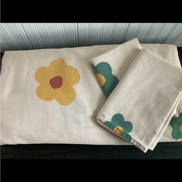 Retro Poppies Flower Folk Art Duvet Set size Full/Queen